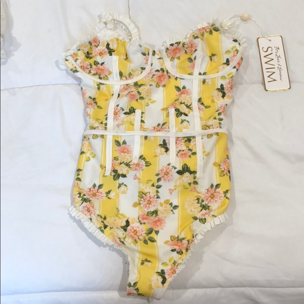 FOR LOVE & LEMONS Ruffle Corset One Piece Swimsuit